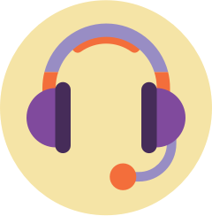 Icon of a headset with an attached microphone